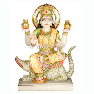 Ídolo de mármol de Ganga Devi |   Murti de la Diosa Ganga Hecho a Mano con Makara – Maliyas - Product Image 1