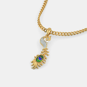 Collar con Colgante de Diamante Cultivado en Laboratorio con Esmalte de Pavo Real en Oro Amarillo - Product Image 5