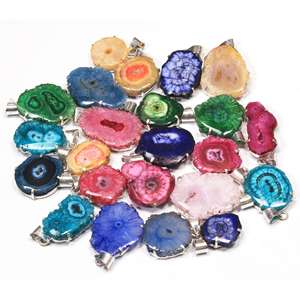 Pendentifs personnalisés en cristal de quartz druzy solaire, formes assorties, pierres précieuses, pour collier, en laiton massif, bijoux tendance pour femmes - Product Image 2