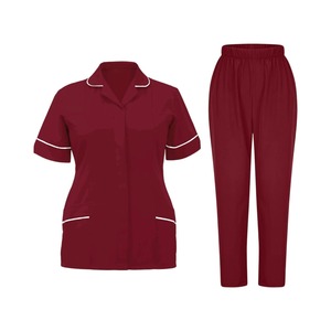 Uniforme Médico para Enfermeras, Bata de Nailon de Secado Rápido, Color Sólido, Cuello en V, Bolsillos, Manga Corta, Modelo Ametrine APC-37 - Product Image 5