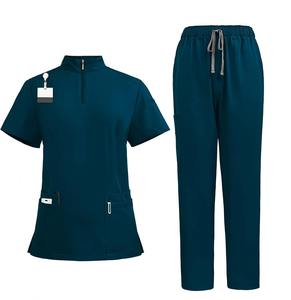 Medical Nurse Scrubs Uniform Women Scrub Shirt Pants Sets with Pockets and V-neck Hospital Use - Product Image 1