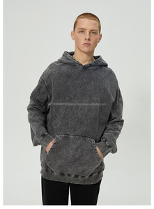 Sudadera con Capucha para Hombre, Estilo Vintage Casual, Algodón Grueso de 420 g/m², Hombros Caídos, Tallas Grandes, Lavado Ácido - Product Image 4