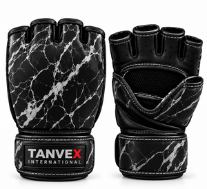 Gants de MMA TANVEX INTERNATIONAL en cuir, demi-doigts, respirants, extensibles, unisexes, motif Union Jack, arts martiaux - Product Image 3