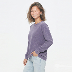 T-shirt oversize délavé pour femme, à manches longues, col rond, coupe ample, style streetwear d'été - Product Image 5