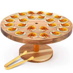 Customised Wholesale Antique Round <b>Wooden</b> <b>Egg</b> Server Plate With Handle Table Decor Snacks Dessert Storage Plater - Product Image 5