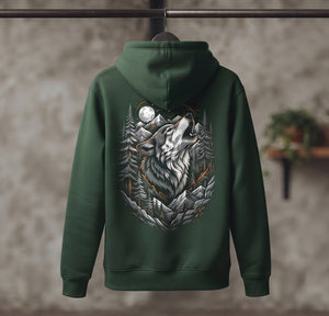 Sweat à capuche surdimensionné personnalisé en molleton de coton épais avec imprimé graphique loup pour homme – Style streetwear - Product Image 2