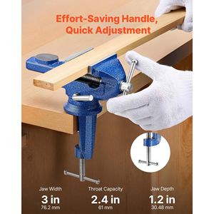 Morsa da banco in acciaio da 3 pollici con base girevole a 360° e sgancio rapido per morsetto rotante su banco da lavoro - Product Image 4