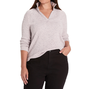 เสื้อถักแขนยาวลำลองสำหรับผู้หญิงไซส์ใหญ่ เนื้อผ้าริบ ยับยาก ระบายอากาศได้ดี ปรับแต่งได้ตามต้องการ รับผลิตแบบ OEM ODM ผสมโพลีเอสเตอร์และสแปนเด็กซ์ - Product Image 3