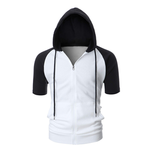 <b>Aesthetic</b> Fit Short Sleeve Zipper Hoodie Men's Tapered Athletic Apparel High Quality Sportswear <b>Top</b> Sleek Athletic Hoodie - Product Image 1