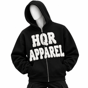 Sweat-shirt à capuche en molleton bleu pour homme HQR Apparel, 100% coton, coupe classique, décontracté, avec logo sur la poche avant, pour l'hiver - Product Image 5