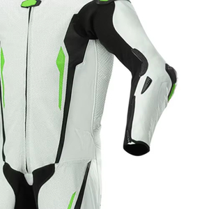 Mono de Motociclismo para Hombre, Moderno, en Blanco, Negro y Verde, de Manga Larga, Transpirable, con Bloques de Color, para Todas las Temporadas, de Cuero - Product Image 6