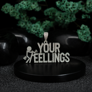 Collar con Colgante de Letras 'Your Feelings', Plata 925 con Diamantes de Imitación, Estilo Hip Hop, Joyería Unisex - Product Image 3
