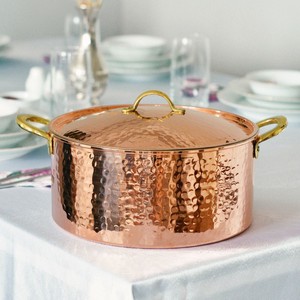Casserole en cuivre et argent de qualité supérieure avec couvercle, grande marmite profonde pour la cuisson et le service des aliments, utilisation en cuisine, restaurant, hôtel, durable - Product Image 5