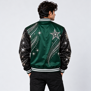 Chaqueta Varsity de Manga Larga con Cuello Alto para Hombre, de Lana y Lona para Invierno, Venta al Por Mayor a Bajo Precio, Fabricantes con OEM - Product Image 2