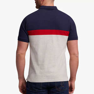 Camiseta Personalizada para Hombre, Transpirable, Ecológica y de Secado Rápido |   Camiseta Casual de Manga Corta de Algodón con Bloques de Color en Tres Tonos: Rojo Marino/Gris - Product Image 3