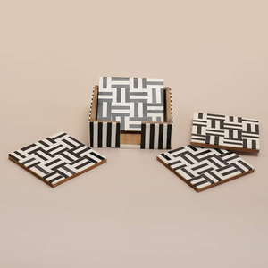 Elegant Modern Design Eco-Friendly Bone/Resin Rectangle Coaster Home Kitchen <b>Table</b> Mats Pads New Style Bone Inlay Coaster <b>Coffee</b> - Product Image 5