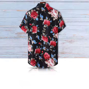 Chemises de plage décontractées pour hommes, tricotées, à col rabattu, respirantes, écologiques, à motif floral par sublimation, collection été, vente chaude - Product Image 1