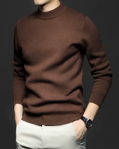 Pull à col rond uni pour homme, coupe classique, logo sur le devant, style vintage, manches longues, pour un usage quotidien, collection hiver - Product Image 3