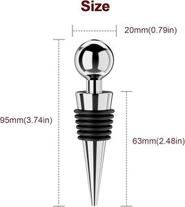 จุกปิดขวดไวน์สแตนเลสขนาด 95 มม. พร้อมซีลยางและดีไซน์หัวบอล - Product Image 1