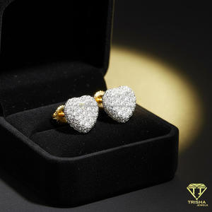 Boucles d'oreilles en argent sterling 925 avec diamants Moissanite, bijoux étincelants en forme de cœur, cadeau romantique pour femmes - Product Image 3