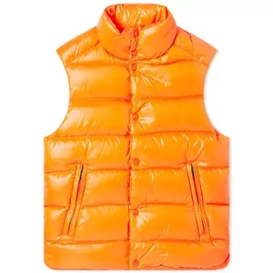 Gilet matelassé sans manches pour homme, orange, col montant, coupe-vent, rembourré de duvet, veste d'hiver, style décontracté, fermeture éclair - Product Image 5
