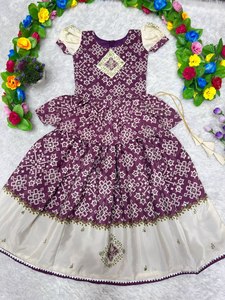 Vestido Lehenga Choli de Algodón Bordado de Secado Rápido para Niñas, Estilo Vintage, Ropa Tradicional India para Festivales, para Todas las Temporadas, Largo Regular, para Fiestas - Product Image 5