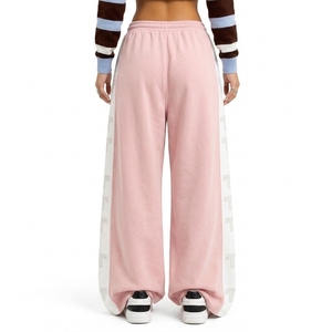 Women's Wide Leg Mid <b>Waist</b> Drawstring <b>Elastic</b> <b>Waist</b> Sweatpants Casual Loose Fit Soft Lounge <b>Trousers</b> with Side Panel - Product Image 2