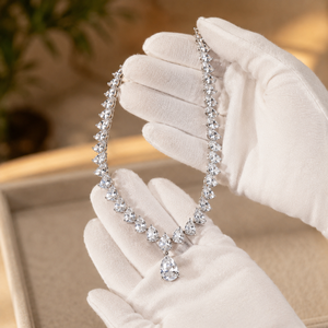 Collar de Moissanita con Corte de Pera Completo para Mujer, Diseño en V, Plata de Ley 925, Joyería para Bodas - Product Image 5