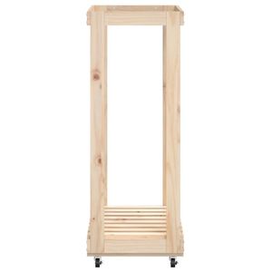 Porte-bûches en bois massif de pin 30.1 "x 15.7" x 42.5 "avec roues pour cheminées et accessoires - Product Image 5