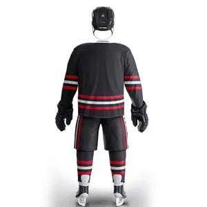 Nouvelle tenue de hockey sur glace à manches courtes imprimée, 100 % polyester, avec logo et numéros personnalisés pour équipe unisexe – Meilleure vente - Product Image 4