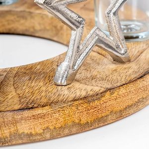 Metal <b>Wreath</b> Mango Wood Silver Natural Candle Holder Stars Christmas Tea Light Holder Christmas Decoration Candle Holder - Product Image 5
