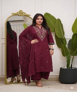 <b>Women</b> Embroidered <b>Kurta</b> Set With Dupatta Regular Fit Wedding Ethnic Wear India Pakistan 85898 SAHAJANAND- SI:-379 - Product Image 2