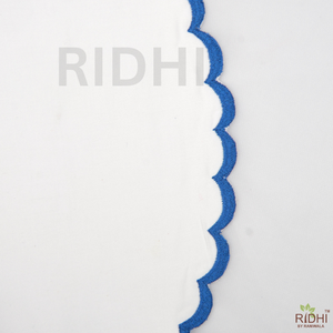 Mantel Individual de Algodón Blanco Hecho a Mano en India Ridhi con Bordado Azul y Estampado en Bloque, 100% Algodón Puro, Decoración de Mesa, Mantel Individual Reutilizable - Product Image 3