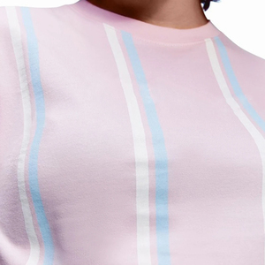 Camiseta Corta a Rayas Rosa, Azul y Blanco, Cuello Redondo, Manga Corta, Estilo Casual, Top Corto, Ropa Urbana, Moda - Product Image 5