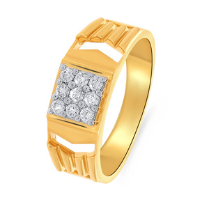Anillo de Diamantes Cuadrado para Hombre en Oro Amarillo de 18K con Diseño de Hombro de Corte Abierto, Anillo de Boda de Lujo, Regalo de Aniversario - Product Image 1