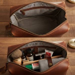 Wholesale genuine leather <b>Toiletry</b> <b>Bag</b> <b>Men's</b> Shaving <b>Bag</b> Vintage Leather Organizer <b>Toiletry</b> Wash <b>Mens</b> <b>Bag</b> for Travelers - Product Image 4