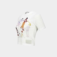 T-shirt court pour femme, blanc, col rond, manches courtes, coupe classique, logo imprimé, décontracté, 100% coton, jersey respirant