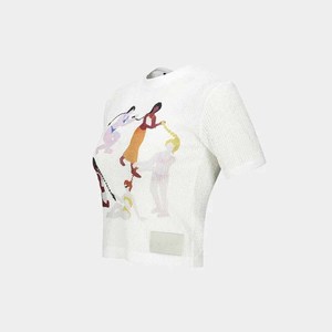 <b>Women's</b> <b>Crop</b> <b>Top</b> <b>White</b> Crew Neck Short Sleeve Regular Fit Printed Logo Casual 100% Cotton Breathable Jersey T-Shirt - Product Image 5