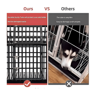 52\" Heavy Duty Metal Dog <b>Crate</b> Strong Kennels and <b>Crates</b> with 4 Lockable Wheels for Larger Dogs Small Animal Supplies - Product Image 4