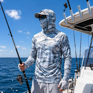 Custom integrated <b>face</b> cover fishing shirt performance fishing <b>mask</b> hoodie offshore fishing <b>face</b> cover for brands - Product Image 6
