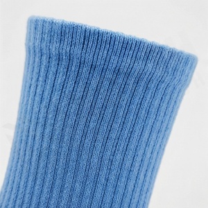 <b>Crew</b> <b>Socks</b> Solid Blue Knitted Breathable Casual Daily Wear Adult Regular Fit - Product Image 4