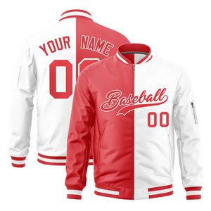 Chaqueta Varsity Deportiva de Diseño Personalizado de Primera Calidad para Hombre, Color Azul Marino y Rojo, con Cierre Completo, Dos Tonos, Logotipo Frontal - Product Image 5