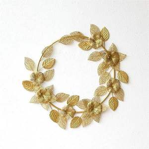 Couronne murale en feuilles de cuivre faites à la main, sculpture murale vintage en fer forgé à motif floral pour la décoration de la maison, des mariages, de Noël et des jardins - Product Image 5