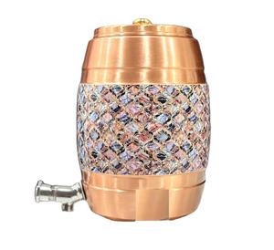Pichet/distributeur/conteneur d'eau en cuivre de source pure indienne les plus exigeants avec robinet pour le stockage et le service de l'eau - Product Image 1