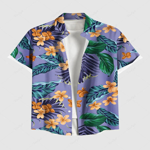 เสื้อเชิ้ตฮาวายชาย แขนสั้น ลายต้นปาล์ม ปกคอพับ ระบายอากาศได้ดี เป็นมิตรกับสิ่งแวดล้อม ผลิตจากโพลีเอสเตอร์/คอตตอนป๊อปลิน เสื้อเชิ้ตฤดูร้อน - Product Image 3