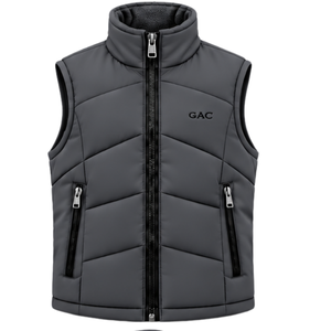 Chaleco Acolchado Gris Carbón para Hombre, Sin Mangas, Cuello Alto, Cierre Frontal, Ligero, Cálido, para Invierno, con Bolsillos Laterales con Cierre - Product Image 1