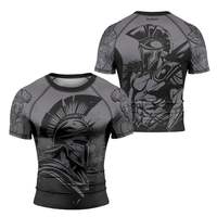 Fabrication en usine de rashguard BJJ personnalisé, imprimé par sublimation, séchage rapide, unisexe, manches courtes, 100% polyester, création de votre propre marque