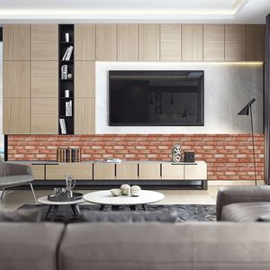 10 pz Peel Stick marrone pannello da parete Design mattone rosso 3D piastrelle della metropolitana autoadesive rimovibili adesivi murali per cucina di casa - Product Image 6