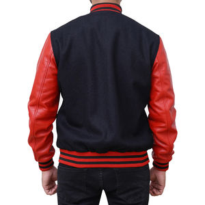 Veste de baseball personnalisée avec logo brodé, manches en cuir, veste de baseball en laine pour hommes - Product Image 2