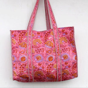 Bolso Tote Pequeño Vintage de Algodón Acolchado con Estampado Floral Hecho a Mano con Cremallera para Mujer, Ideal para Primavera, Verano, Invierno, Compras, Hombro y Playa - Product Image 1